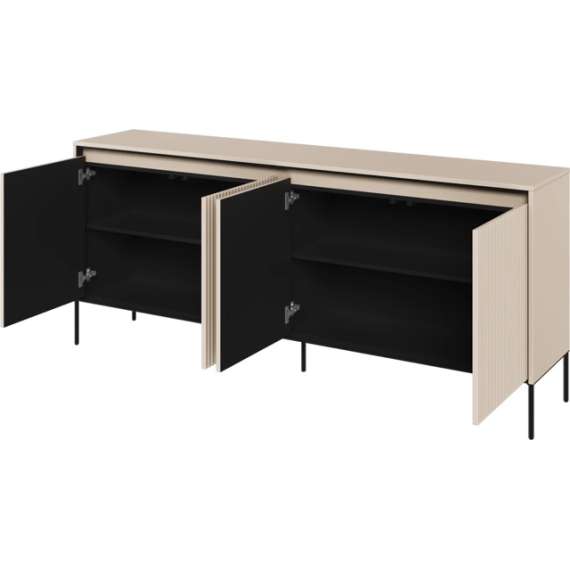 Skjenk Trend 193x82 cm - metallben - 4 dører - Beige