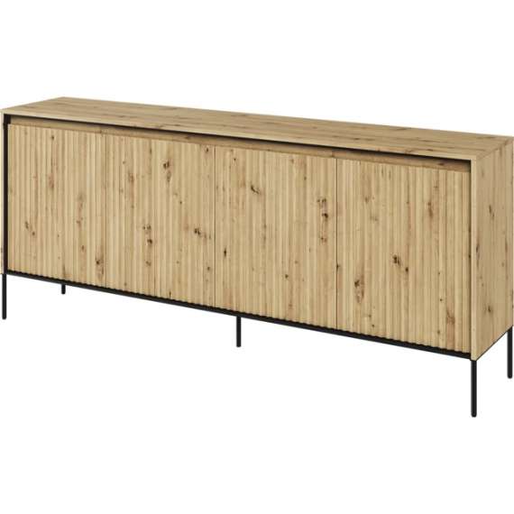 Skjenk Trend 193x82 cm - metallben - 4 dører - Eik
