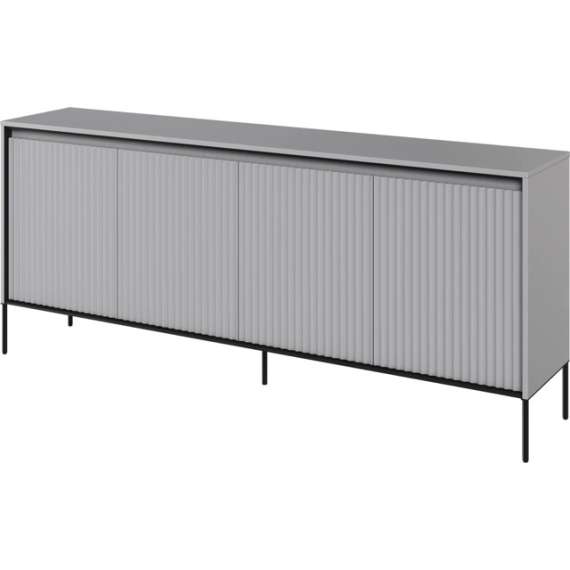 Skjenk Trend 193x82 cm - metallben - 4 dører - Grå