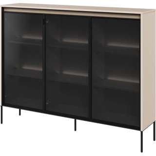 Skjenk Trend 150x118 cm - metallben - Glassdører - Beige