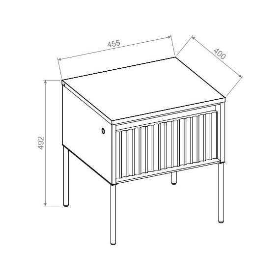 Nattbord Trend 46x49 cm - metallben - skuff - Hvit matt
