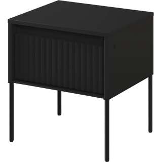 Nattbord Trend 46x49 cm - metallben - skuff - Svart matt