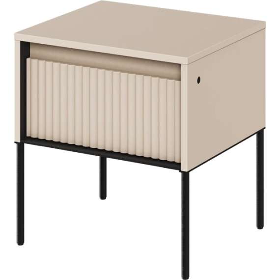 Nattbord Trend 46x49 cm - metallben - skuff - Beige