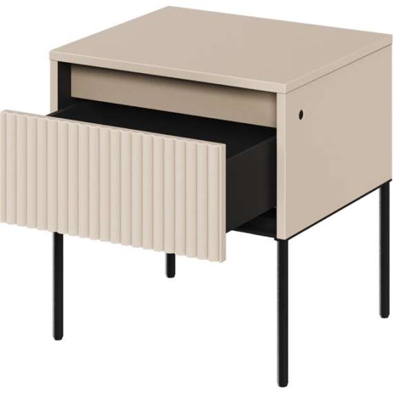 Nattbord Trend 46x49 cm - metallben - skuff - Beige