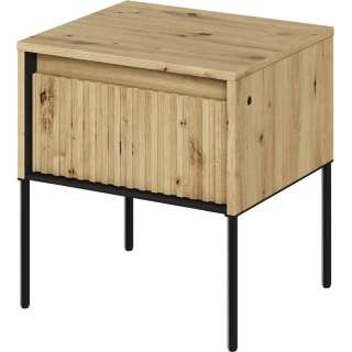 Nattbord Trend 46x49 cm - metallben - skuff - Eik artisan