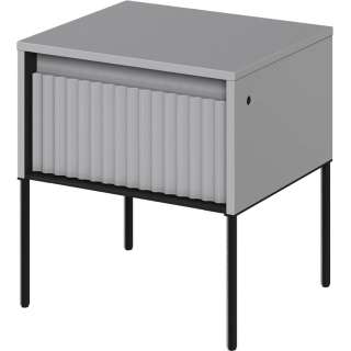 Nattbord Trend 46x49 cm - metallben - skuff - Grå