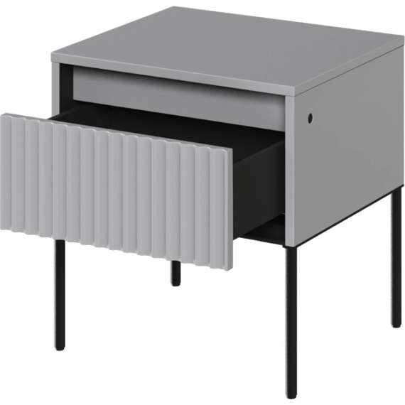 Nattbord Trend 46x49 cm - metallben - skuff - Grå