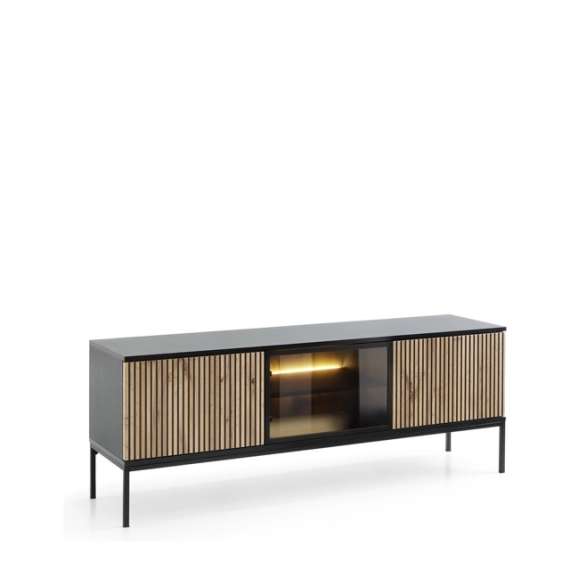 TV-benk Sento 154x56 cm - med ben - 2 dører - med belysning