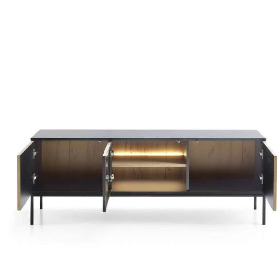 TV-benk Sento 154x56 cm - med ben - 2 dører - med belysning