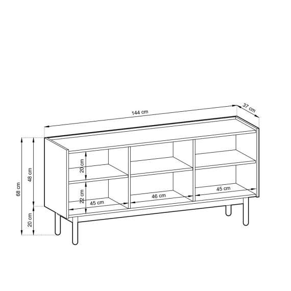 Skjenk Boho 144x68 cm - Eik - Hvit marmorlook