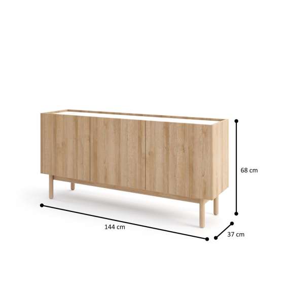 Skjenk Boho 144x68 cm - Eik - Hvit marmorlook