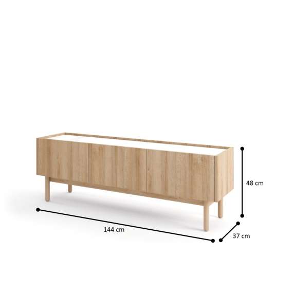 Tv-benk Boho 144x48 cm - Eik - Hvit marmorlook
