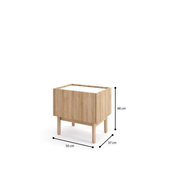 Nattbord Boho 50x48 cm - Eik - Hvit marmorlook