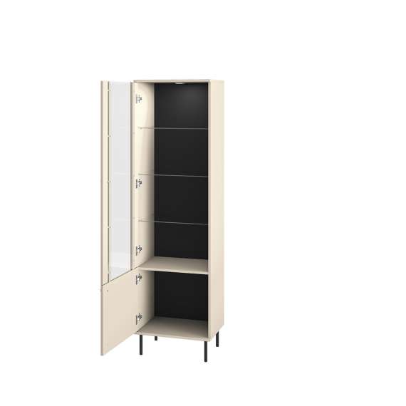 Vitrineskap SOPHIE 55 x190 cm - caskmere - 1 dør - riller