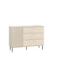 Kommode SOPHIE 120x85 cm - cashmere - 1 dør - 3 skuffer - riller