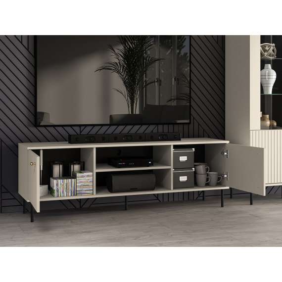 Tv-benk SOPHIE 160x53  - cashmere - 2 dører - riller