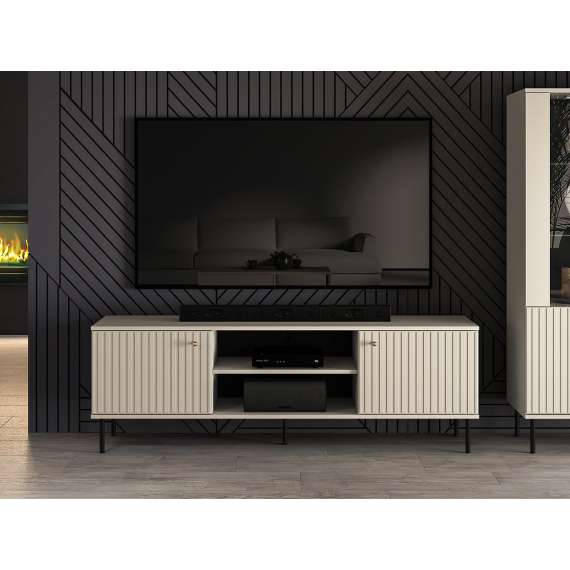 Tv-benk SOPHIE 160x53  - cashmere - 2 dører - riller