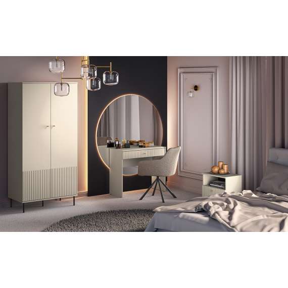 Sminkebord SOPHIE 92x78 - cashmere - 1 skuff - riller