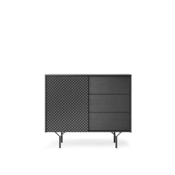 Skjenk Raven 97x83 cm - Svart - med ben - 3D fronter