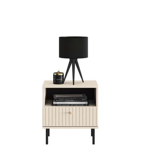 Nattbord SOPHIE 50x53 cm - cahmere - 1 skuff - riller
