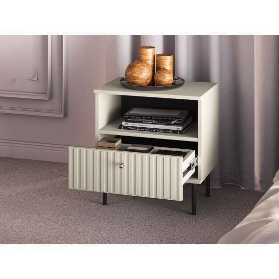 Nattbord SOPHIE 50x53 cm - cahmere - 1 skuff - riller