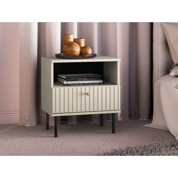 Nattbord SOPHIE 50x53 cm - cahmere - 1 skuff - riller