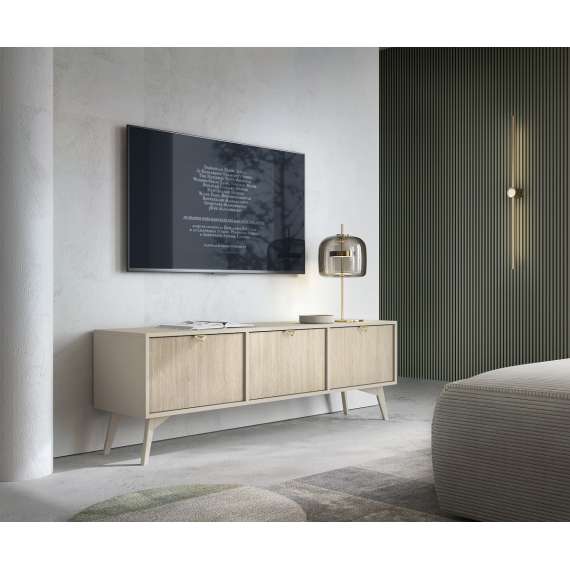 Tv-benk FOREST sand 158x52x38 cm - 3 dører