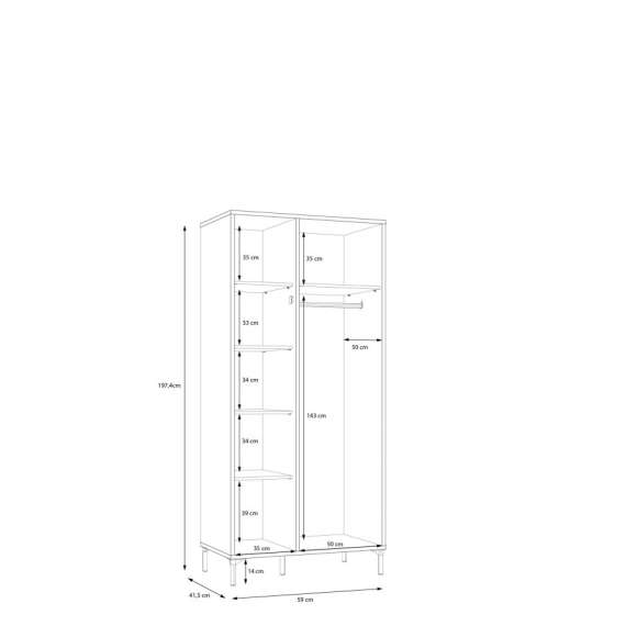 Garderobeskap Joakim 92x198 - 2 dører