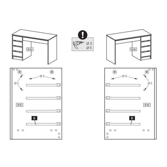 Skrivebord Ada 120 cm hvit glans