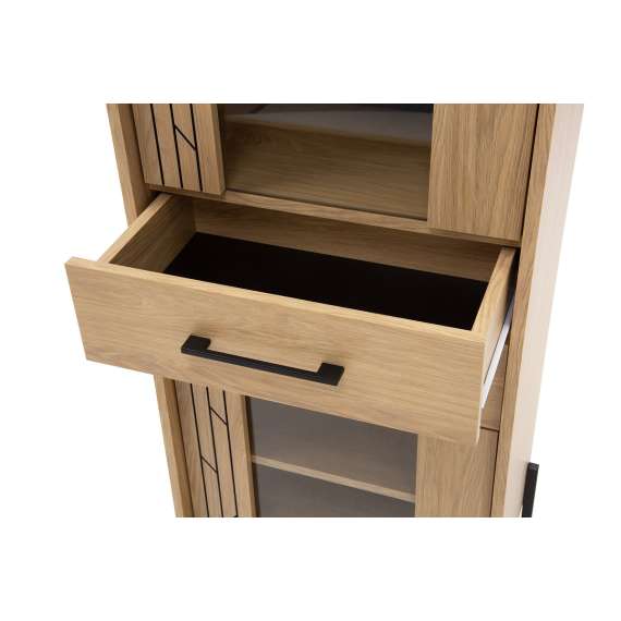 Vitrineskap ROTTERDAM 63x195 2 dører 2 skuffer