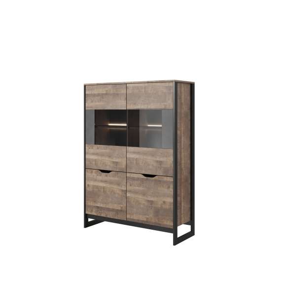 Vitrineskap Arden 109x150 cm - Trelook - Mørk - Loft stil