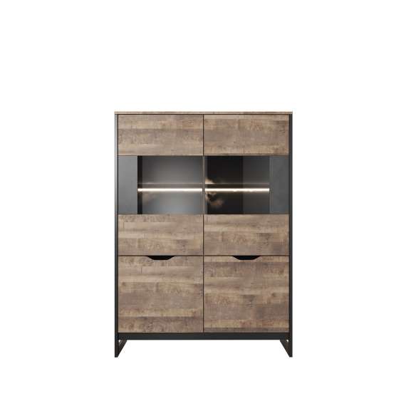 Vitrineskap Arden 109x150 cm - Trelook - Mørk - Loft stil