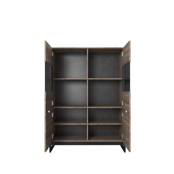 Vitrineskap Arden 109x150 cm - Trelook - Mørk - Loft stil