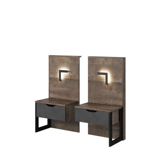 Seng Arden 160 cm - Trelook - Mørk - nattbord med LED