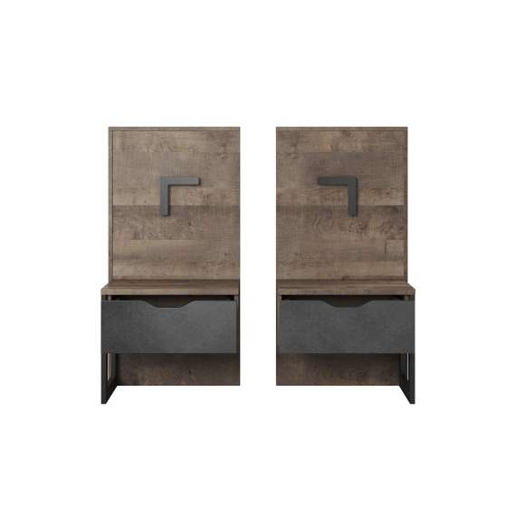 Nattbord Arden 52 cm - Trelook - Mørk - med belysning