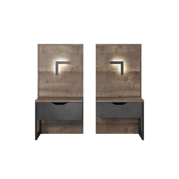 Nattbord Arden 52 cm - Trelook - Mørk - med belysning