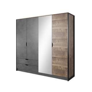 Garderobeskap Arden 220 cm - Trelook - Mørk - med speil
