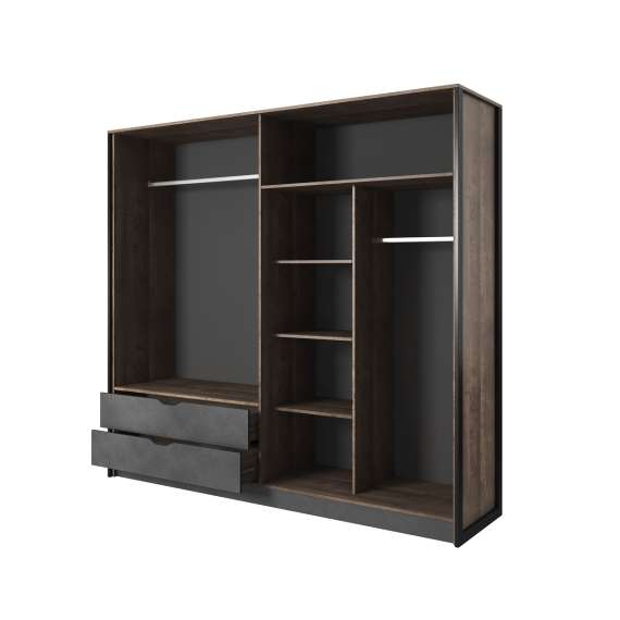 Garderobeskap Arden 220 cm - Trelook - Mørk - med speil