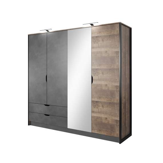 Garderobeskap Arden 220 cm - Trelook - Mørk - med speil