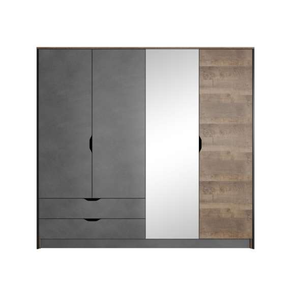 Garderobeskap Arden 220 cm - Trelook - Mørk - med speil