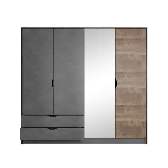 Garderobeskap Arden 220 cm - Trelook - Mørk - med speil