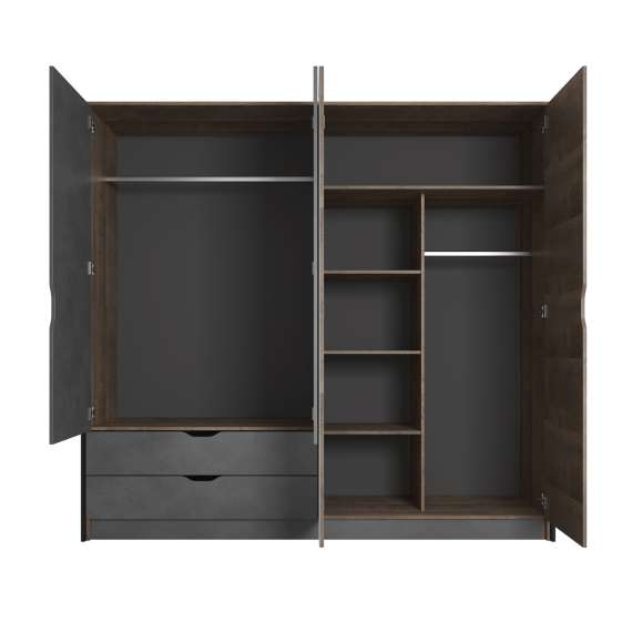 Garderobeskap Arden 220 cm - Trelook - Mørk - med speil