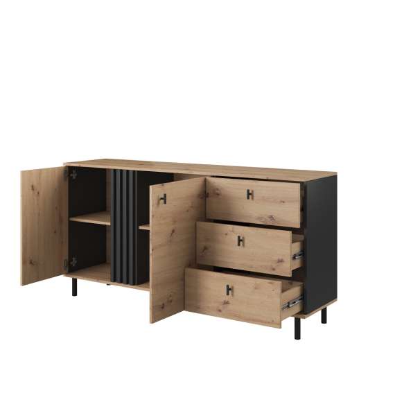 Skjenk Madis 165x88 cm - 3 skuffer - 2 dører