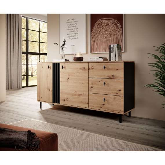 Skjenk Madis 165x88 cm - 3 skuffer - 2 dører