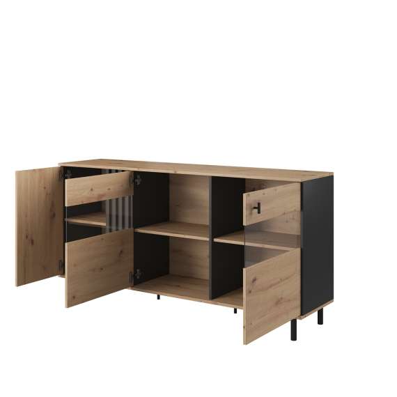 Skjenk Madis 165x88 cm - 3 dører - Glassdører