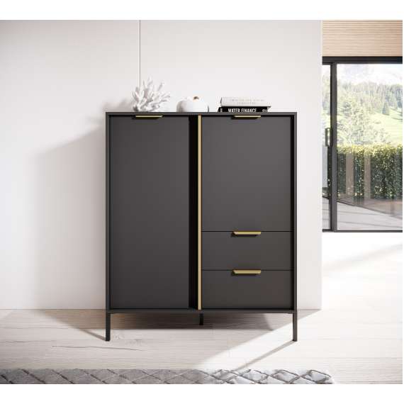 Skap Lars 104x125 cm - 2 skuffer - 2 dører - Antrasitt