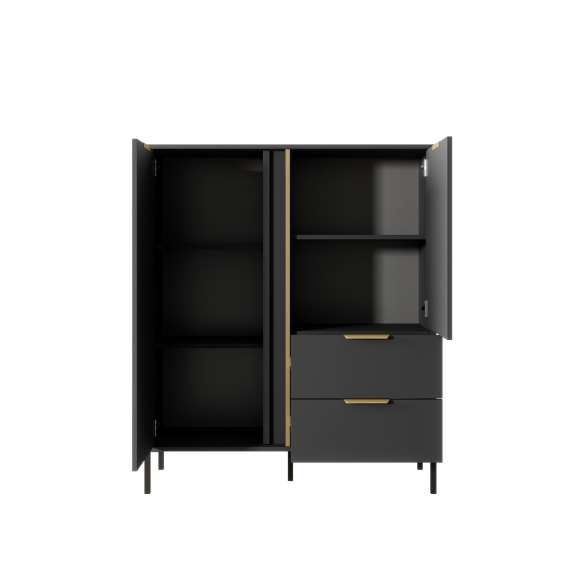 Skap Lars 104x125 cm - 2 skuffer - 2 dører - Antrasitt