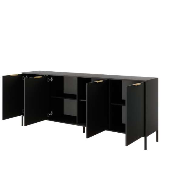 Skjenk Lars 203x82 cm - med ben - 4 dører - Antrasitt
