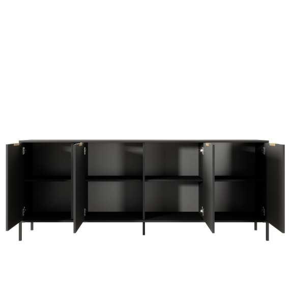 Skjenk Lars 203x82 cm - med ben - 4 dører - Antrasitt