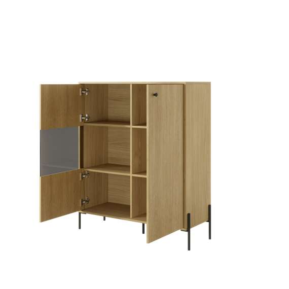 Vitrineskap SCANDI 107x124x40 - eik - fiskemønster - 2 dører